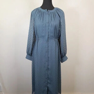 Oak + Fort Swissdot Midi Dark Turquoise Dress